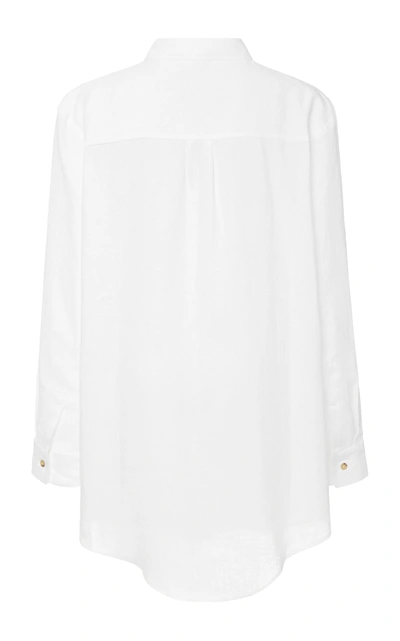 Shop Asceno Formentera Oversized Linen Shirt In White