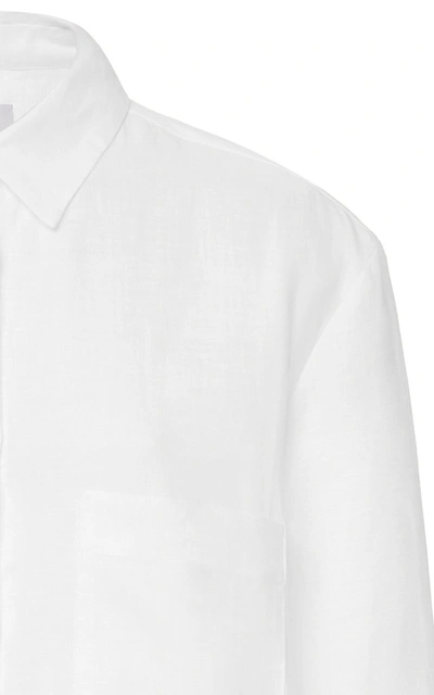 Shop Asceno Formentera Oversized Linen Shirt In White