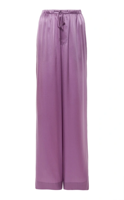 Shop Vince Silk-satin Wide-leg Pants In Purple
