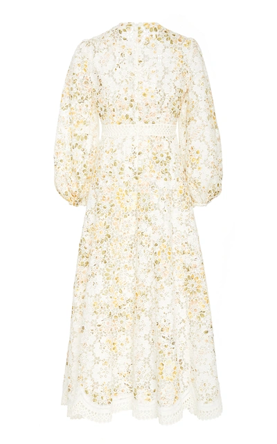 Shop Zimmermann Amelie Embroidered Floral Linen Maxi Dress In White