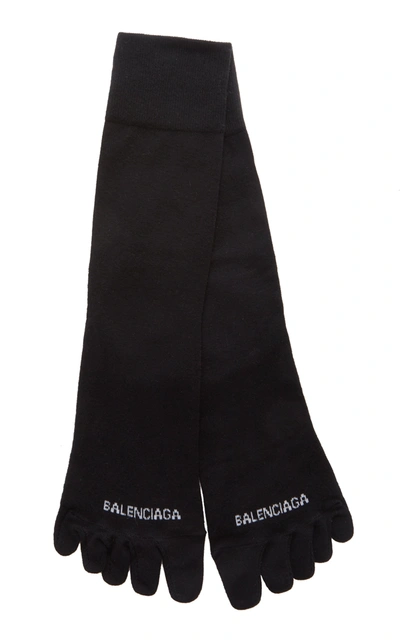 Shop Balenciaga Women's Logo-embellished Jersey Socks In Black,pink