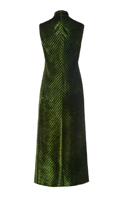 Shop Prada Women's Tie-detailed Velvet Midi Dress In Green