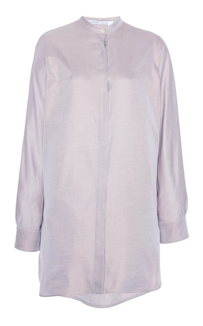 Shop Agnona Cotton-twill Long Shirt In Neutral