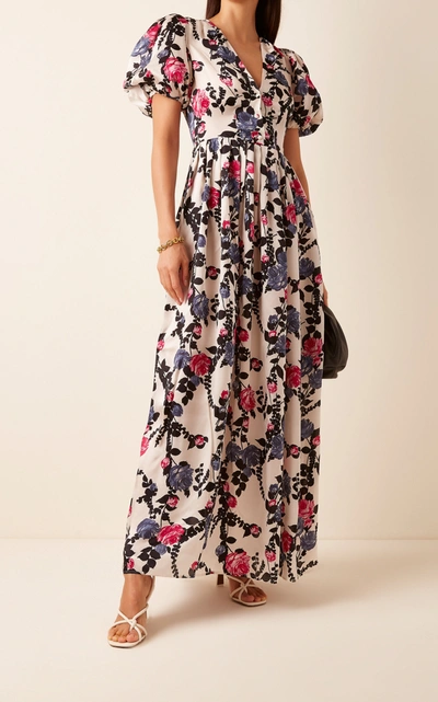 Shop La Doublej Persephone Floral-print Silk Maxi Dress In Multi