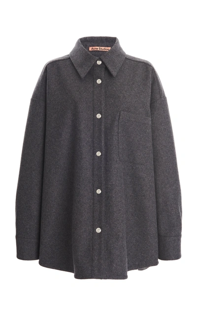 Shop Acne Studios Shanelle Oversized Wool-flannel Shirt In Grey