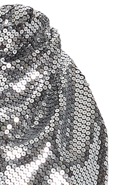 Shop Attico Sequin-embellished Halter Neck Top In Silver