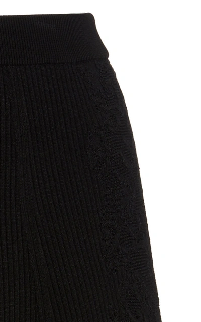 Shop Givenchy Ribbed Knit Cotton-blend Midi Skirt In Black