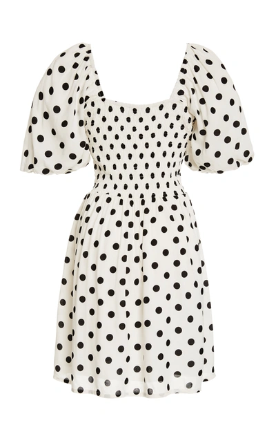 Shop Faithfull The Brand Ilaria Polka Dot Crepe Mini Dress In White