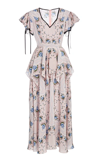 Shop Rodarte Women's Ruffled Floral-print Silk Maxi Dress