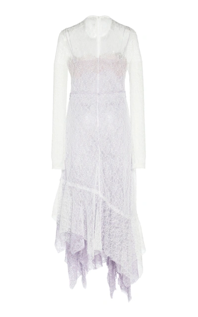 Shop Anais Jourden Two-tone Ruffled-trim Lace Midi Dress In White