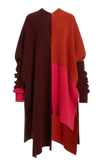 Shop Roksanda Women's Runway Noa Wool-knit Cape In Red