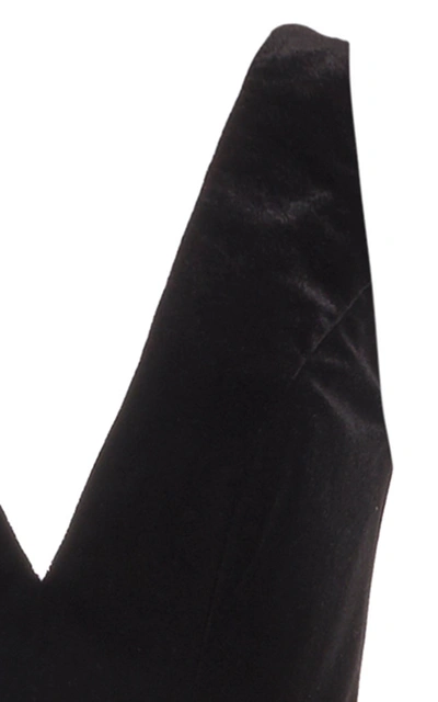 Shop Monique Lhuillier Velvet-paneled Sequined Chiffon Maxi Dress In Black