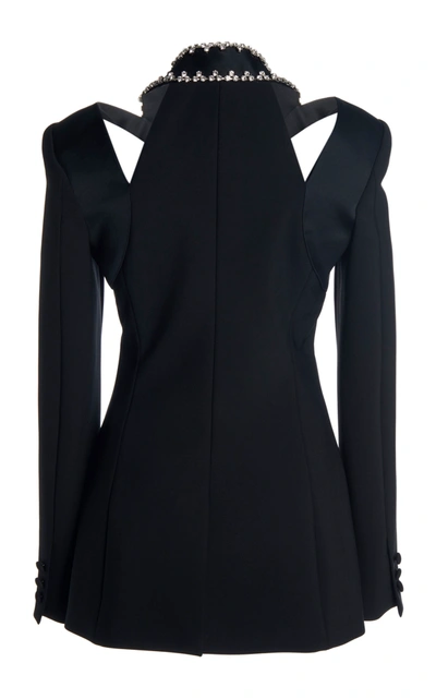 Shop Area Cutout Satin-crepe Blazer In Black