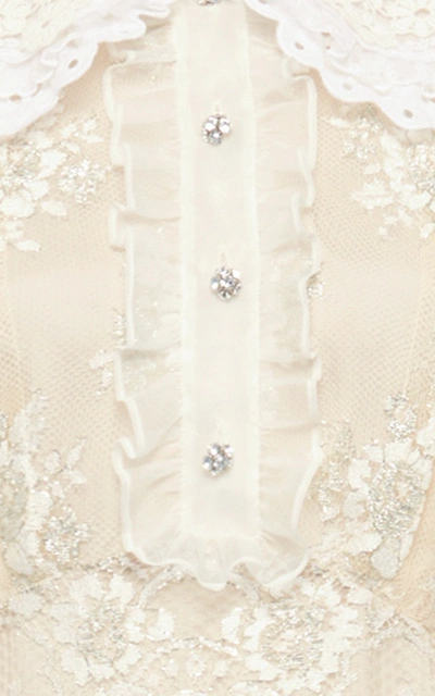 Shop Miu Miu Metallic Lace Maxi Dress In White
