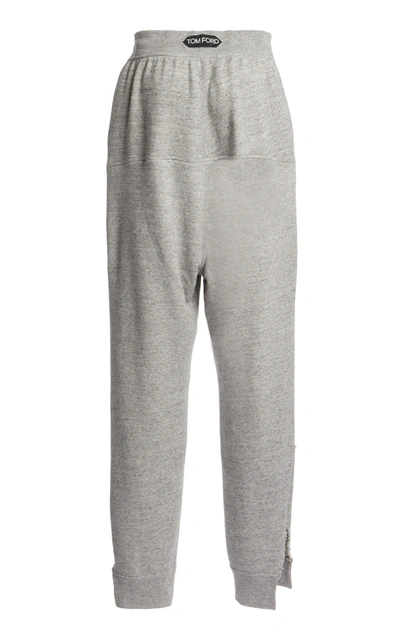 Shop Tom Ford High-rise Cotton Sweatpants In Grey