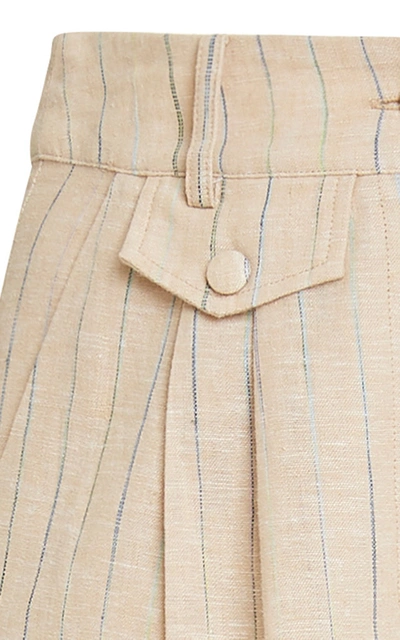 Shop Atoir Like No Other Pinstriped Linen-cotton Pants In Stripe