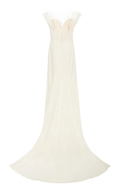 Shop Carolina Herrera Bridal Women's Hannah Illusion Lace Open-back Silk-georgette Gown In White