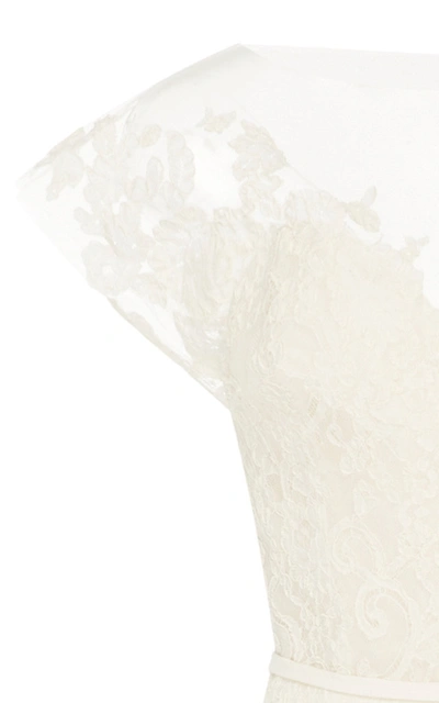 Shop Carolina Herrera Bridal Women's Hannah Illusion Lace Open-back Silk-georgette Gown In White