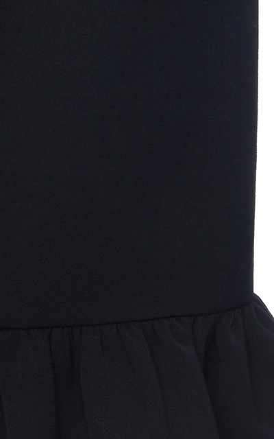 Shop Miu Miu Ruffled Wool Cady Midi Skirt In Navy