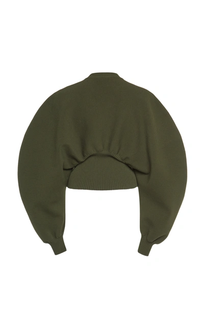 Shop Bottega Veneta Ribbed-trim Wool Knit Sweater In Green