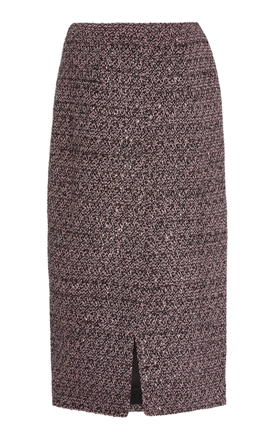 Shop Alessandra Rich Sequined Tweed Midi Pencil Skirt In Multi