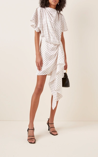Shop Acler Lochner Polka-dot Draped Satin Mini Dress In Print