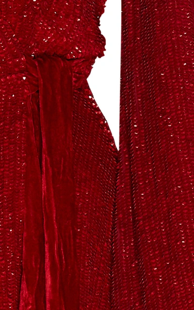 Shop Retroféte Bette V-neck Sequined Top In Red