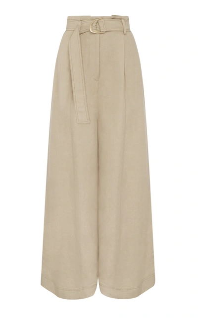 Shop Aje Consonance Linen-blend Wide-leg Pants In Grey