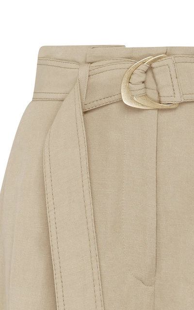 Shop Aje Consonance Linen-blend Wide-leg Pants In Grey