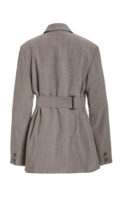 Shop Ganni Melange Crepe Blazer In Grey