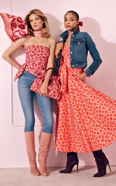 Shop Brandon Maxwell Women's Printed Pleated Silk Maxi Dress In Pink
