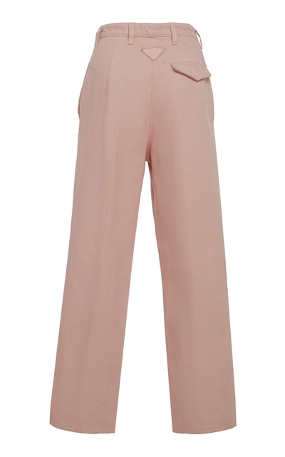 Shop Prada Women's Pleated Cotton Trousers In Pink,neutral