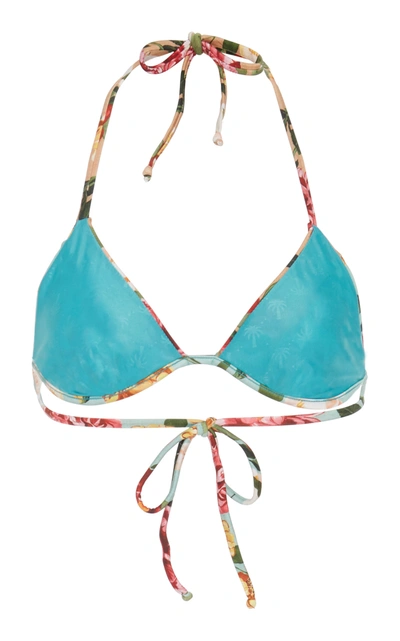Shop Água De Coco Floral-print Triangle Bikini Top