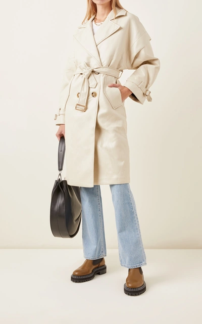 Shop Apparis Kiera Vegan Leather Trench Coat In White