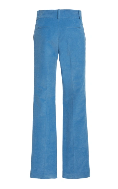 Shop Victoria Beckham High-rise Flared Corduroy Trousers In Blue