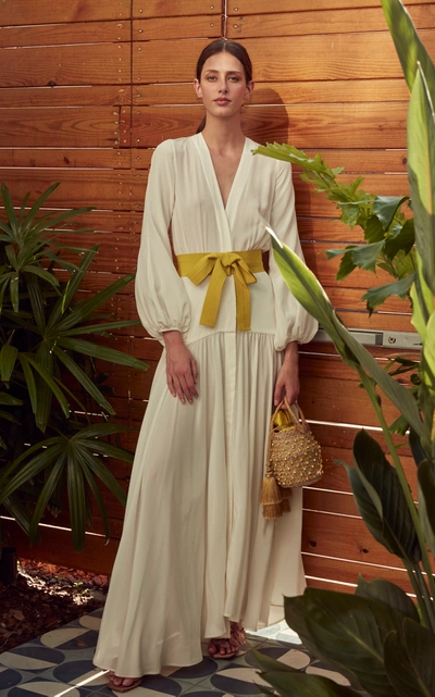 Shop Silvia Tcherassi Women's Felicity Tie-waist Silk Maxi Dress In White