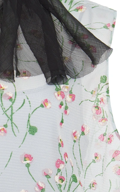 Shop Miu Miu Women's Tie-detailed Floral-print Georgette Mini Dress