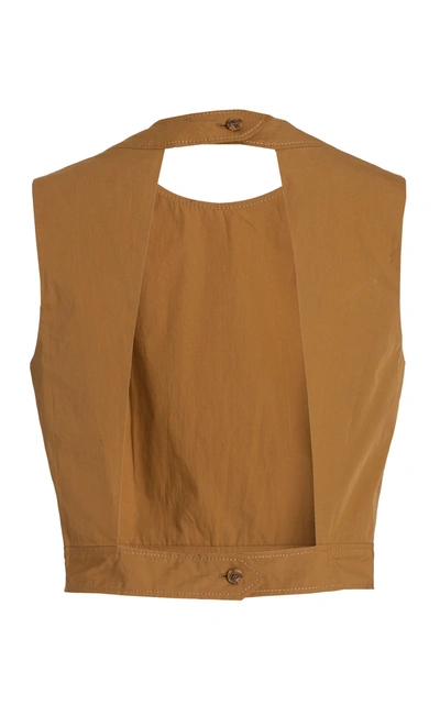 Shop Three Graces London Rosie Open-back Cotton Top In Brown