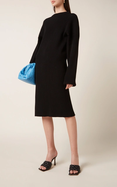 Bottega Veneta Open-back Knitted Wool-blend Midi Dress In Black