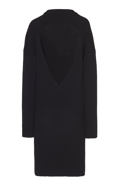 Shop Bottega Veneta Open-back Knitted Wool-blend Midi Dress In Black