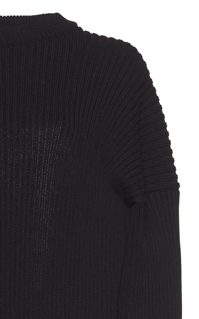 Shop Bottega Veneta Open-back Knitted Wool-blend Midi Dress In Black