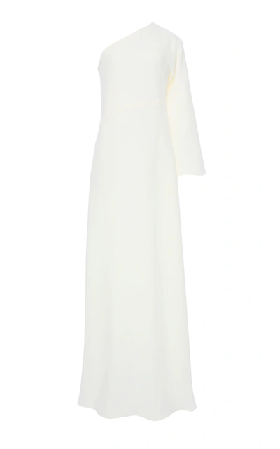 Shop Valentino Women's One-shoulder Silk Cady Gown In White