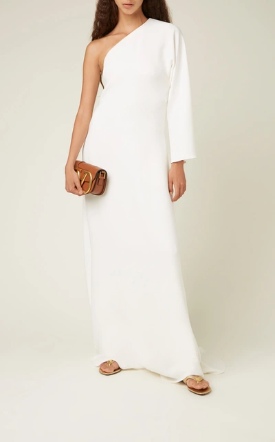 Shop Valentino Women's One-shoulder Silk Cady Gown In White