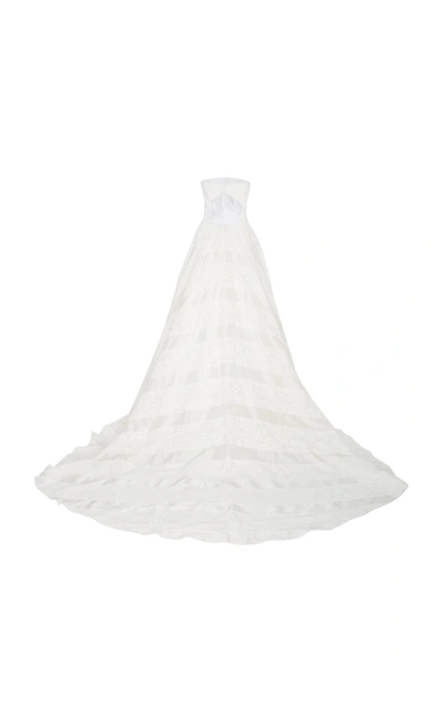 Shop Carolina Herrera Bridal Hudson Lace Overlay Open-back Silk Ballgown In Ivory