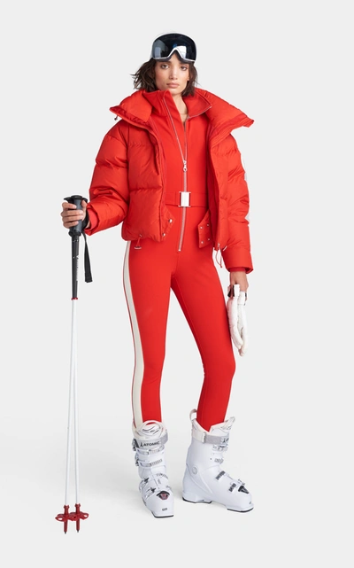Shop Cordova Striped Stretch-shell Snowsuit In Red