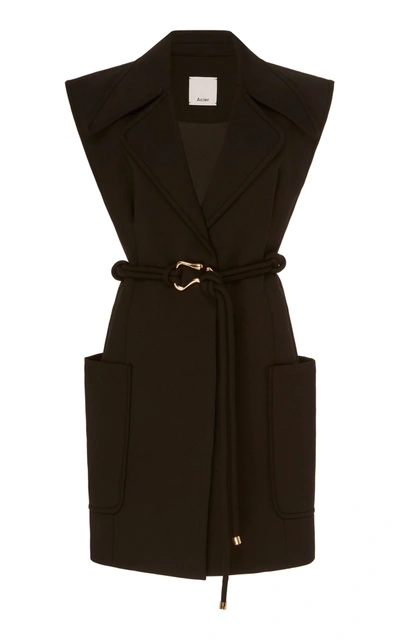 Shop Acler Osman Belted Stretch-cotton Dress In Black