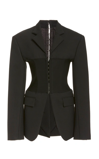 Shop Dion Lee Wool-blend Corset Blazer In Black