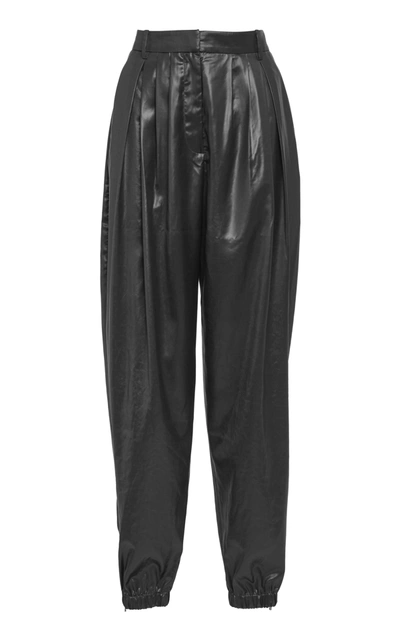 Shop Tibi Liquid Drape Pleated Pants In Black