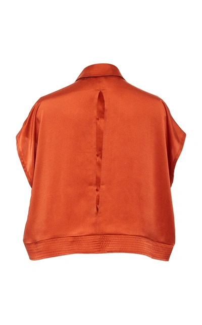 Shop Bird & Knoll Agathe Washed Silk Crepe De Chine Shirt In Orange