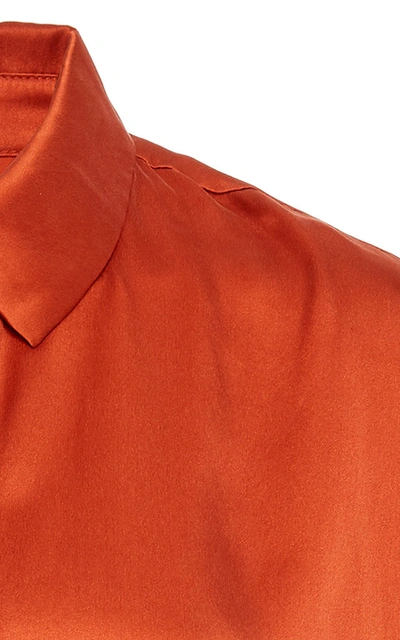 Shop Bird & Knoll Agathe Washed Silk Crepe De Chine Shirt In Orange